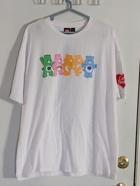 ROMWE White Care Bears Graphic Tee with Rainbow Accent XL